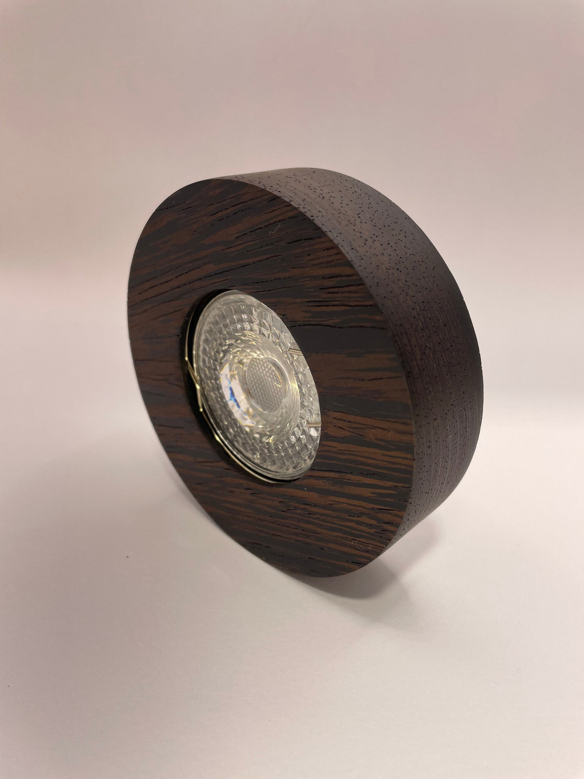 wood led ceiling spotlight wenge side view featuring rich dark wood cylinder