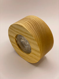 wood led ceiling spotlight white ash side view highlighting cylindrical wood shape